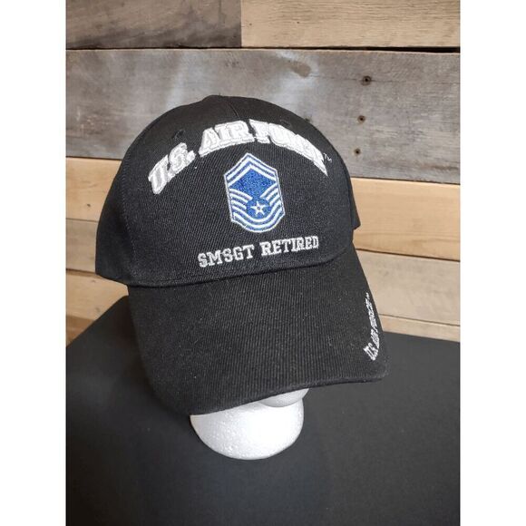 U.S. Air Force SMSgt Senior Master Sergeant Retired Black Adjustable Cap Hat - Picture 1 of 5